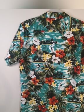 70s Authentic Vintage Blue Hawaii Tropical Floral Shirt